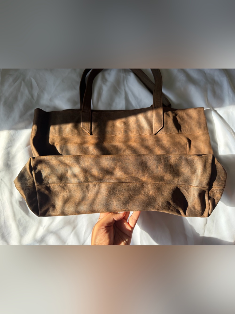 Satchel tote bag in brown - Picture 3 of 9